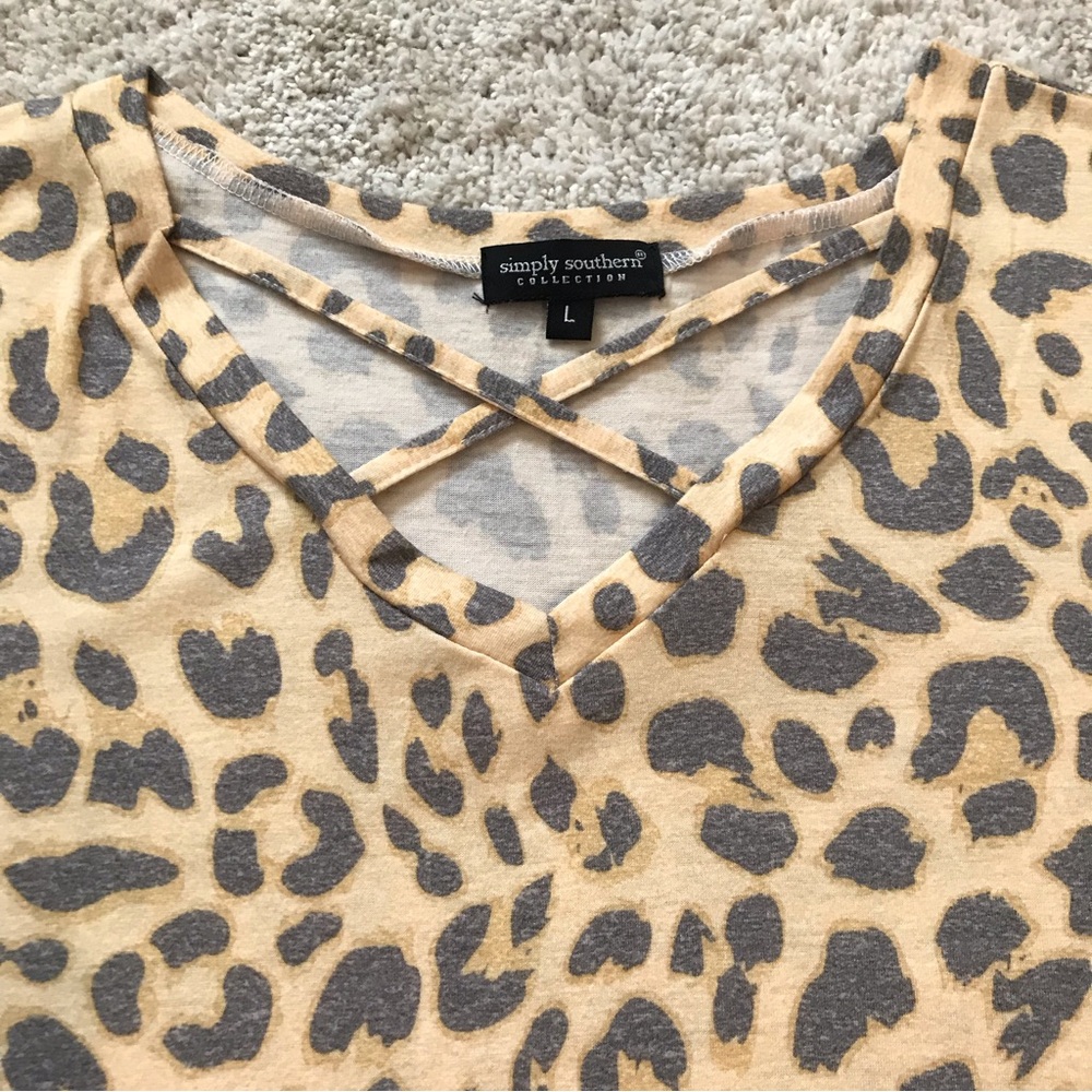 Simply Southern Leopard Print Tunic with Sequins Elbows